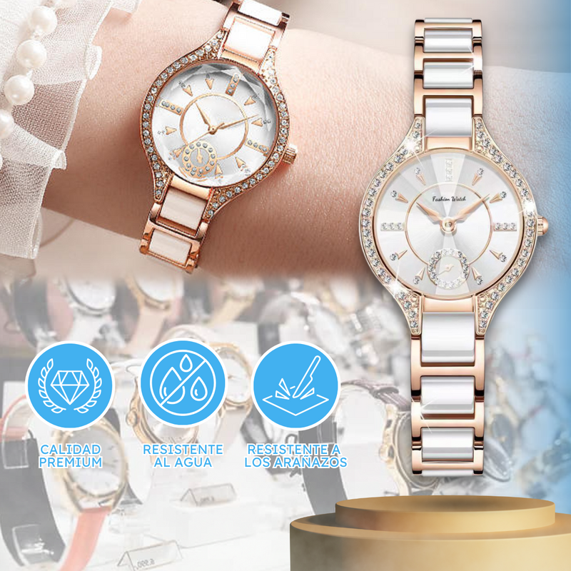 Reloj elegante de blanco mármol