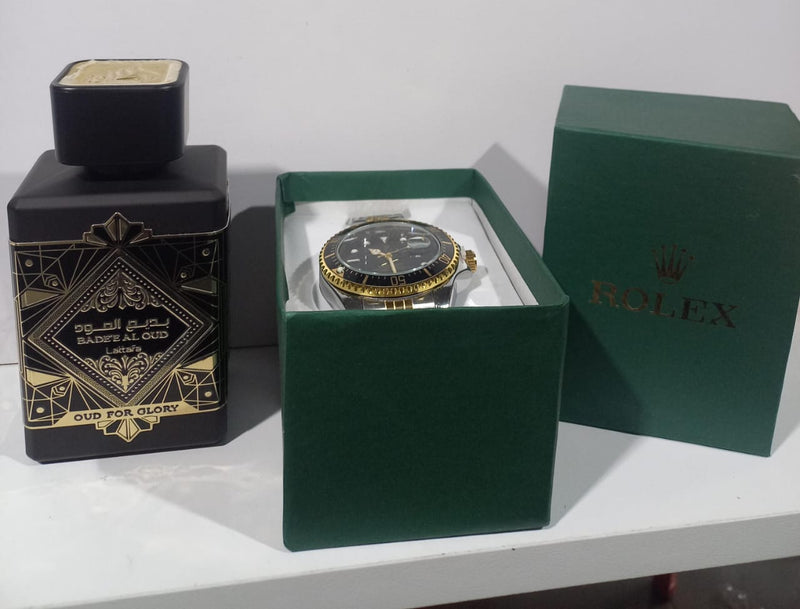PERFUME LATAFFAOUDFORGLORY + RELOJ ROLEX